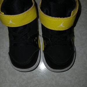Jordan Kids Black and Yellow High-Top Sneakers
